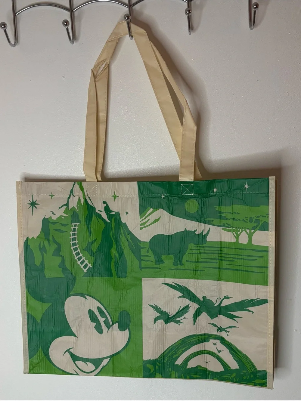 Disney Animal Kingdom Wall Tote Art in Cream and Green